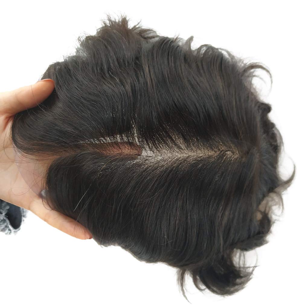 Hairnotion Toupet für Männer Schweizer Spitze Menschliches Haar Natürlich Perücken Echthaar Männer T