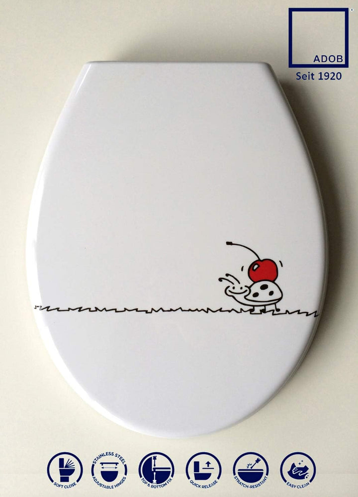 ADOB Klodeckel mit Motiv (Käfer) – WC Sitz Absenkautomatik – Toilettendeckel abnehmbar – Hochwertige
