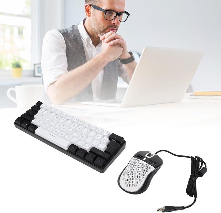 Denash Gaming-Tastatur- und Maus-Kombination, USB-C-Kabel-Tastatur-Maus, Mehrfarbiges Mechanisches T