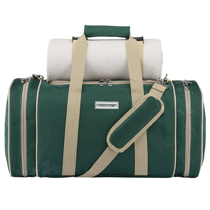 anndora Picknick Kühltasche inkl. Picknick Decke Geschirr Besteck für 4 Personen dunkelgrün beige 33
