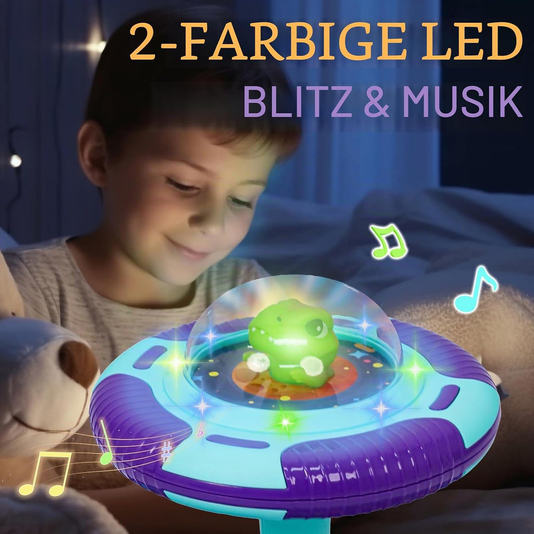 Wdmiya Weltraum Karussell Drehstuhl für Kinder, 360°Sensorischer Drehstuhl mit LED-Beleuchtung und M