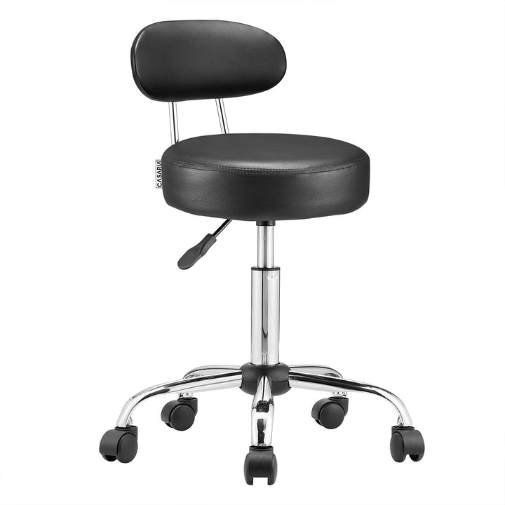 Casaria® Rollhocker mit Lehne Höhenverstellbar 10cm Polsterung 360°C Drehbar 46-60cm Sitzhöhe Küche