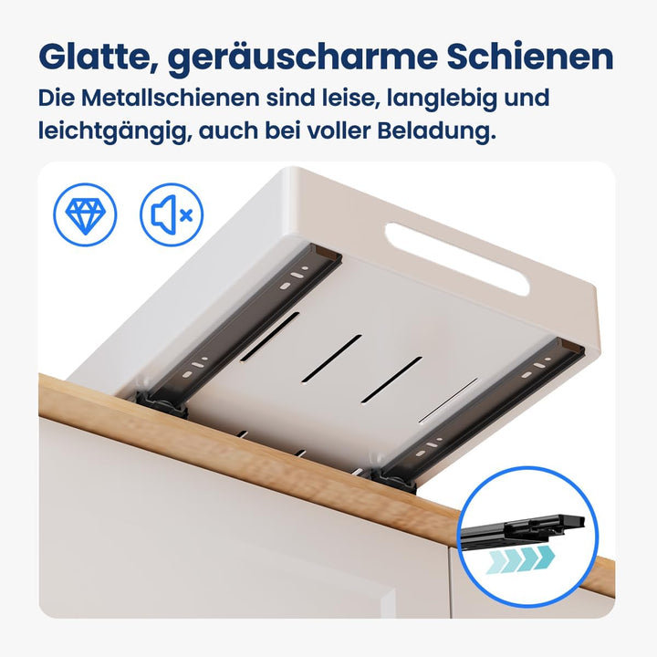 Heikoeco® Organizer Schublade, Teleskopschublade, Schrank Organizer, Hochwertige Auszugsführungen, a