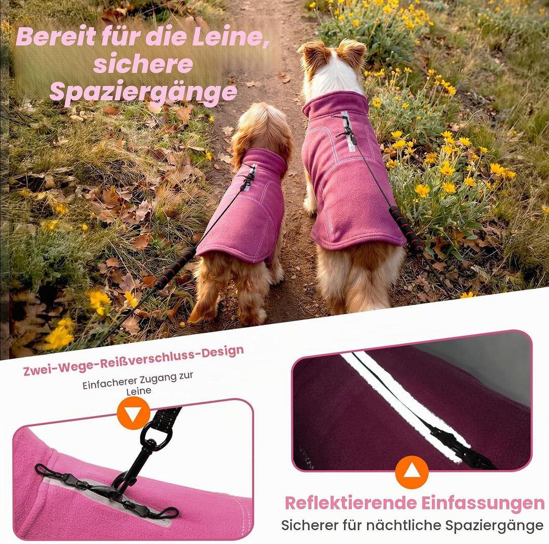 VIVAGLORY Softpad Wintermantel Hund, Hundemantel Fleecemantel Hund, Fleecejacke mit Bauchschutz &amp; Kl