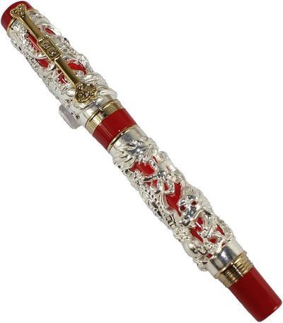 Gullor Sammler Luxus Rollerball Stift Drache und Phoenix rot und Silber Stift