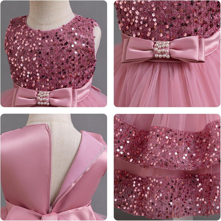 Miipat Baby Mädchen Kleid Prinzessin Tüll Pailletten Partykleid Ärmellos Tutu Blumenmädchenkleider f