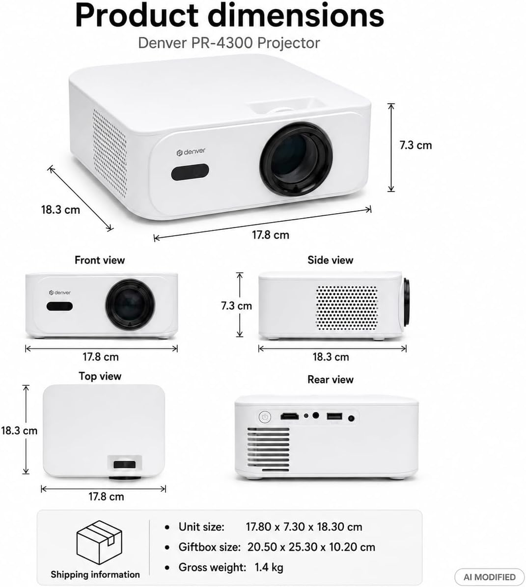 Denver Mini Beamer, Projektor, Mini Projector, 400 ANSI, LED, Bluetooth