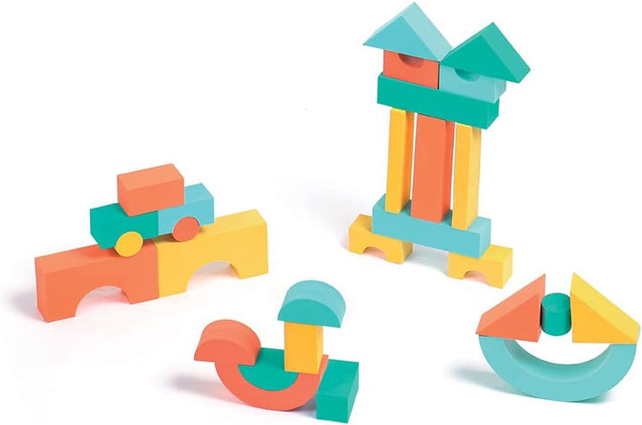 LUDI – 28 Schaumstoffbausteine – Lernspielzeug für Babys – Ab 10 Monaten – Fördert Feinmotorik Denke