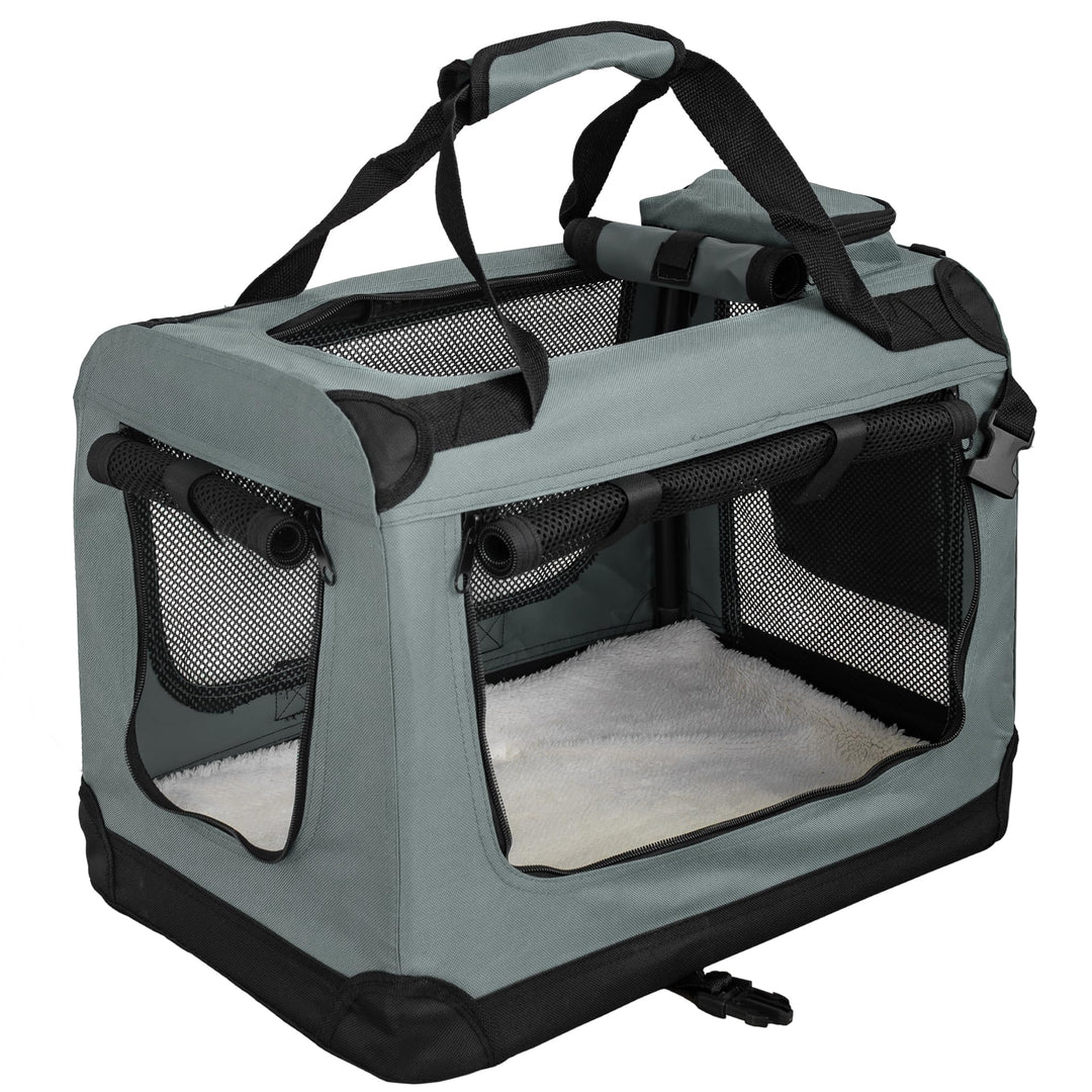 Faltbare Hundebox S - 50 x 35 x 36 cm Transporttasche Transportbox Auto Katze Hunde Kaninchen Dunkel