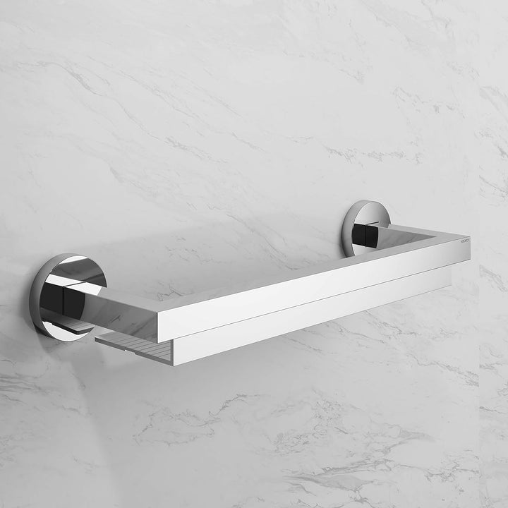 Keuco Duschablage aus Metall hochglanz-verchromt und Aluminium silber eloxiert, 11x40x6cm, Wandmonta