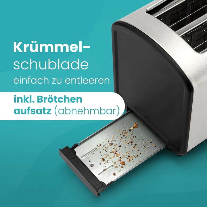 Clatronic TA 3687 4 Scheiben-Langschlitztoaster, Auftau-/Aufwärm-/Schnellstoppfunktion, Stufenlos ei