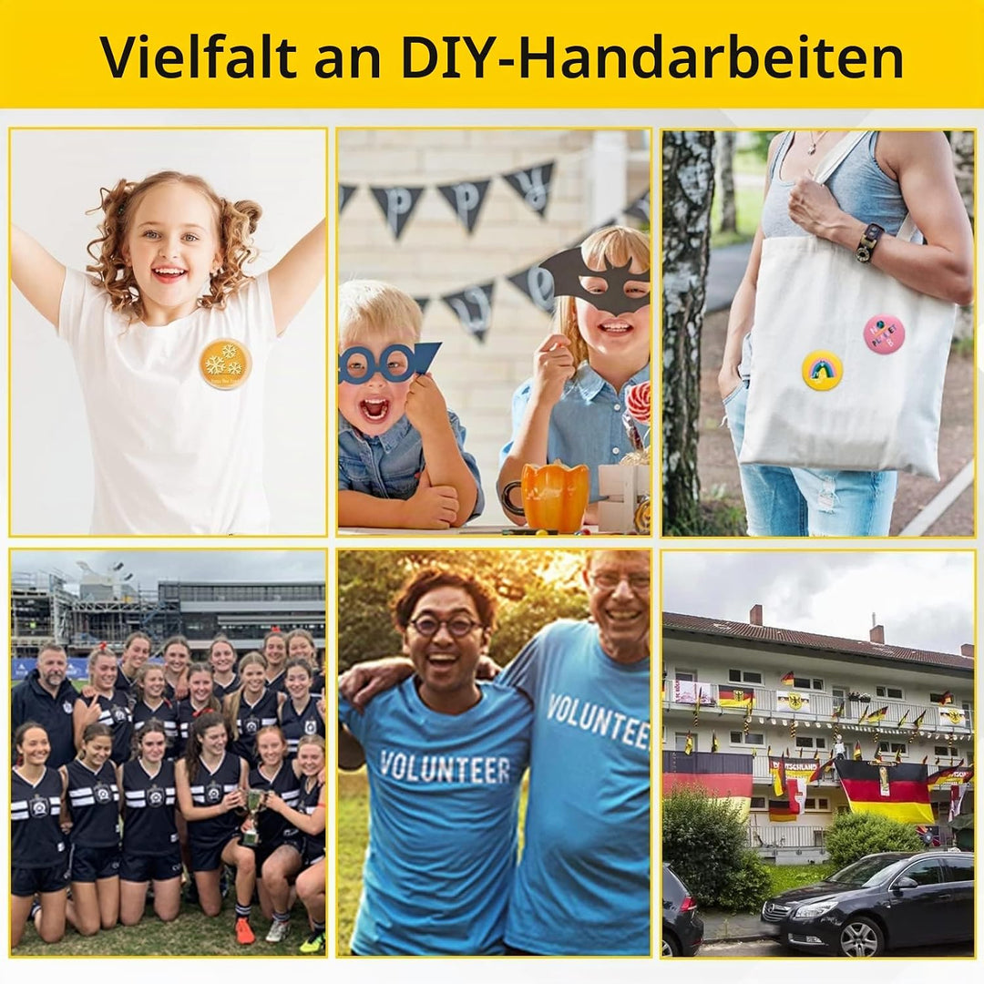 Dyna-Living Buttonmaschine Abzeichen Button Maker 25mm/0.98in, DIY Badge Press Machine mit 100 Zubeh