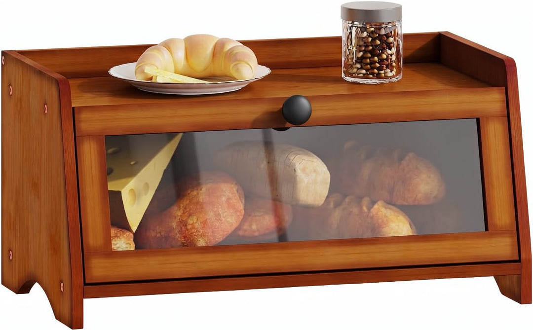 BAMBANG Bambus Brotkasten, Klein Brotkästen Holz für Küchentheke, brotbox küche zur Brotaufbewahrung