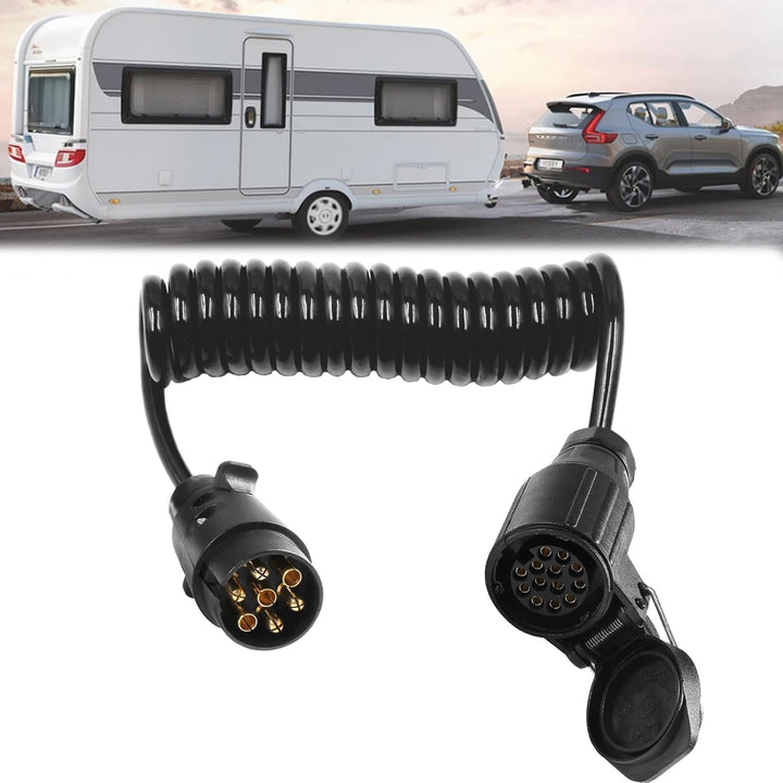 Anhänger Verlängerungskabel 7 auf 13 polig 2,5m Spiralkabel Anhänger Kupplung Stecker Adapterkabel f