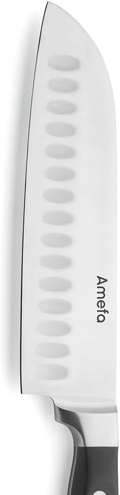 Amefa Premium Santoku Messer 7" | Mehrzweck Küchenmesser Scharf | Santokumesser mit Kullenschliff |