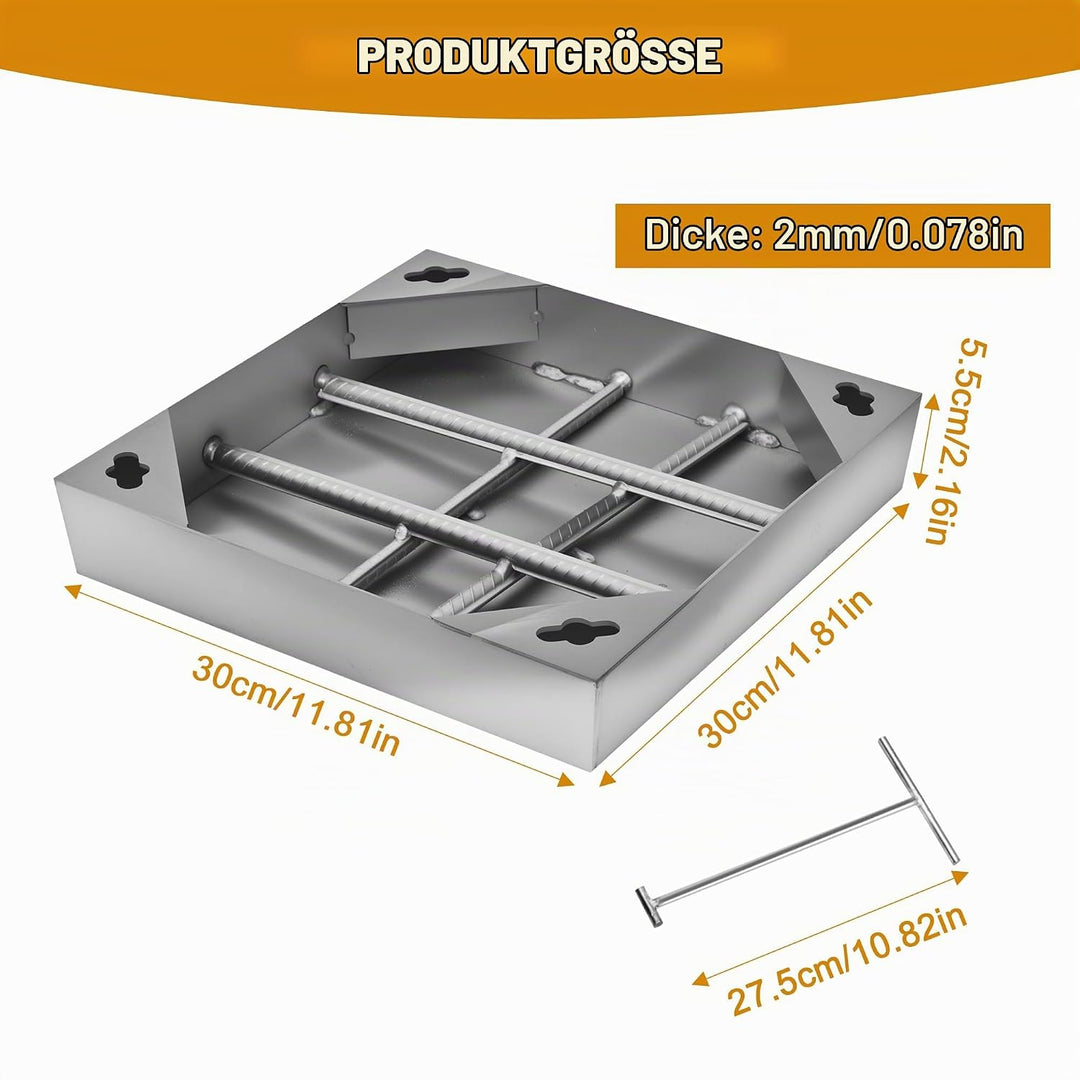 uyoyous Schachtabdeckung 300x300mm 201 Edelstahl Versenkte Schachtdeckel mit Rahmen Unsichtbare Scha
