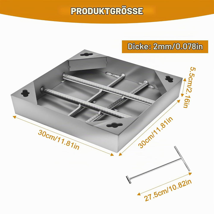 uyoyous Schachtabdeckung 300x300mm 201 Edelstahl Versenkte Schachtdeckel mit Rahmen Unsichtbare Scha