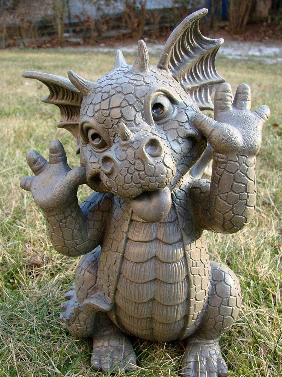 Pacific Giftware Garten Figur Drache schneidet Grimasse 26 cm - Gartendrache Fantasy Deko Statue