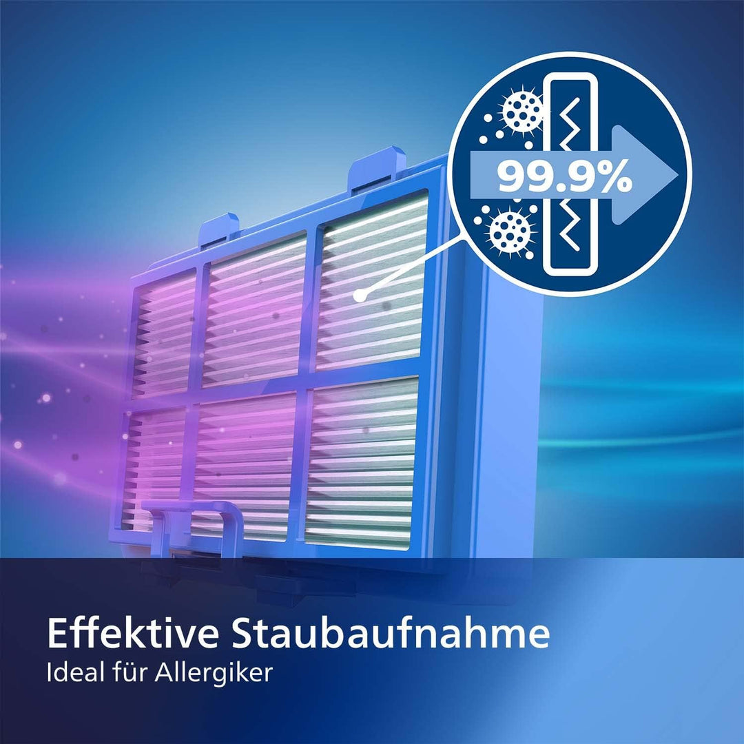 Philips Series 3000 Performer Compact Staubsauger mit Beutel – 900-W-Staubsauger mit Allergiefilter,