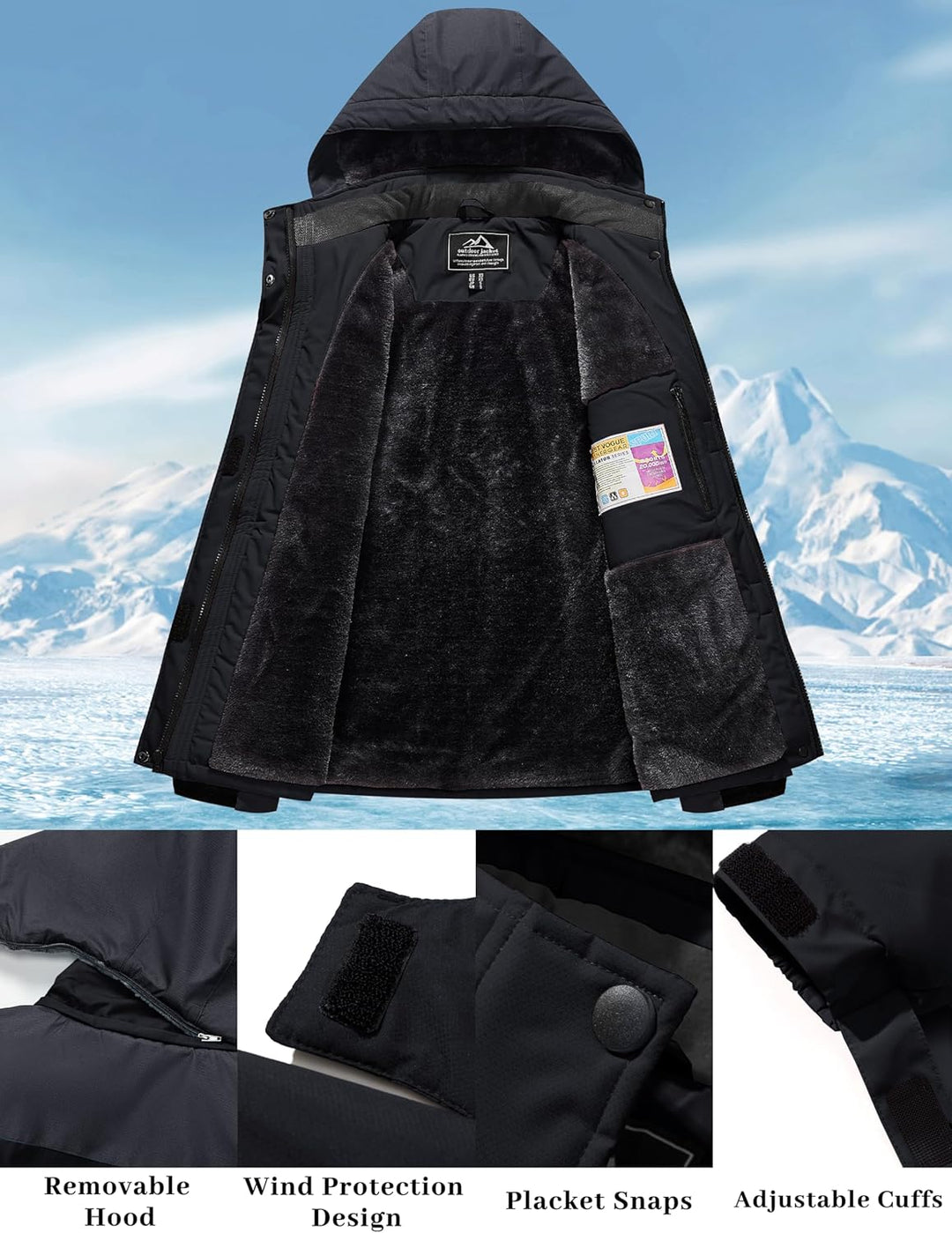 MAGCOMSEN Winterjacke Damen Softshell Funktionsjacke Wasserabweisende Outdoor Ski Jacke Fleece Windd