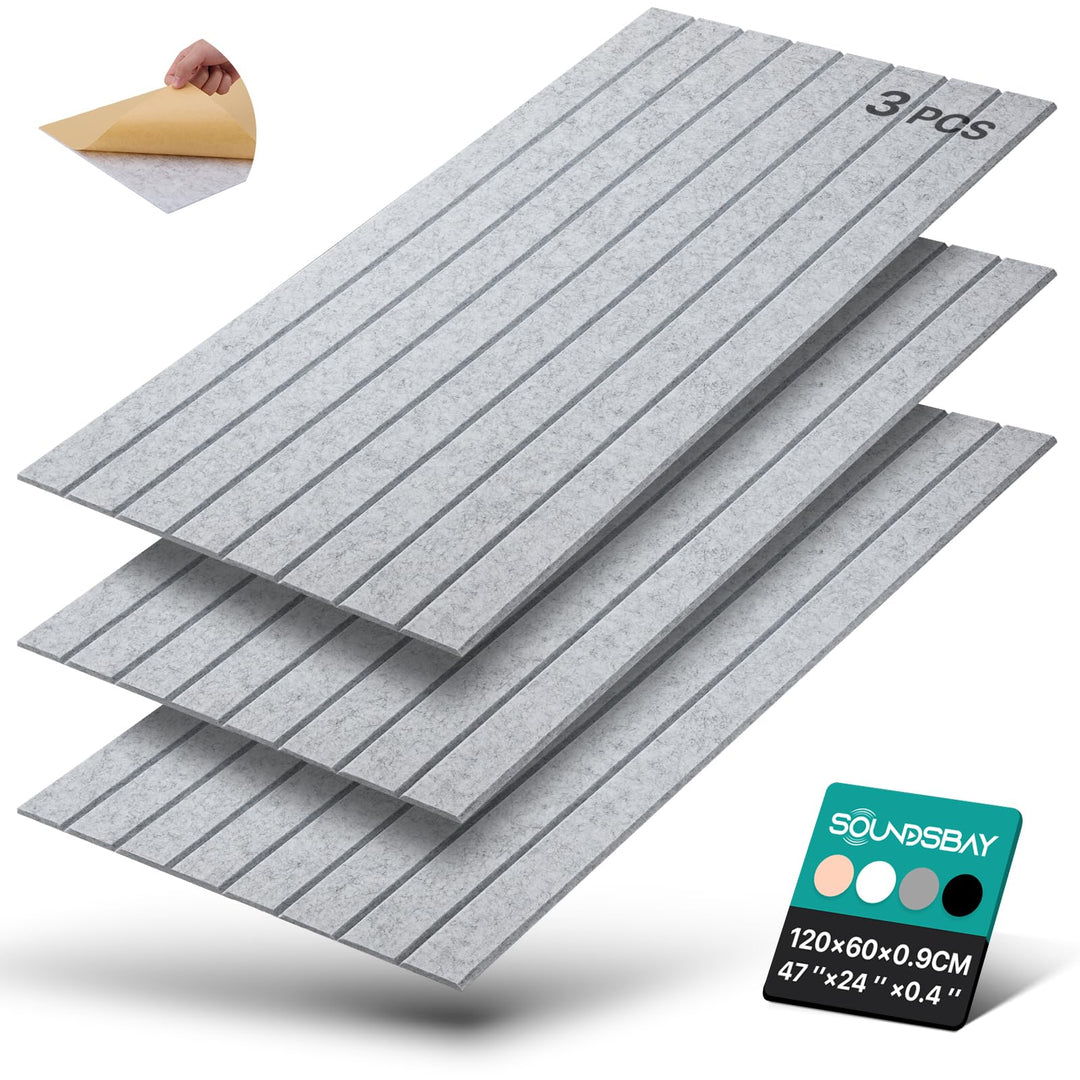 Soundsbay Akustikpaneele Selbstklebend, 2.16m²-3 Stück, 120×60×0.9cm Akustikplatten Wandpaneele für