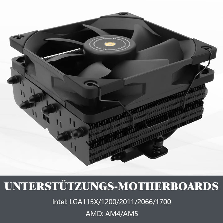 Thermalright SI-100 Black CPU Air Cooler, 6×6mm Heat Pipes, TL-E12B PWM Quiet Fan CPU Cooler With S-