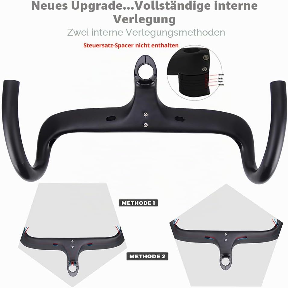 RXL SL 1-1/8" integrierter Carbon Rennradlenker Internes Routing Fahrradabwurflenker Carbon Rennrad