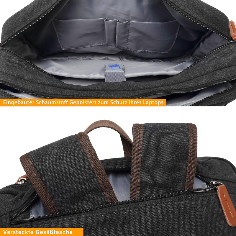 CoolBELL umwandelbar Laptoptasche 17 Zoll Aktentasche Messenger Bag Umhängetasche Business Backpack