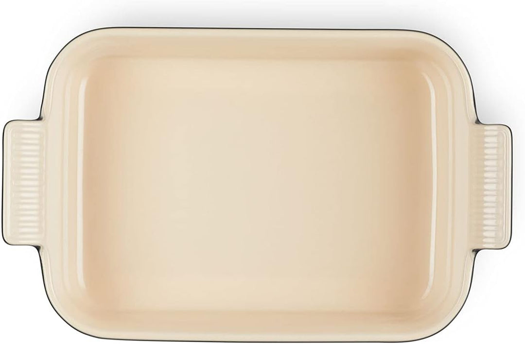 Le Creuset Rechteckige Auflaufform Tradition aus Steinzeug, 26 cm, 2.4 Liter, Schwarz matt, 71102260