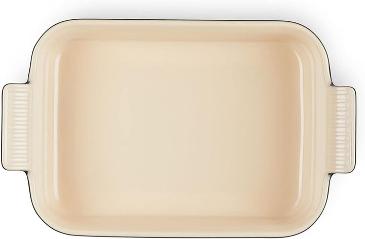 Le Creuset Rechteckige Auflaufform Tradition aus Steinzeug, 26 cm, 2.4 Liter, Schwarz matt, 71102260
