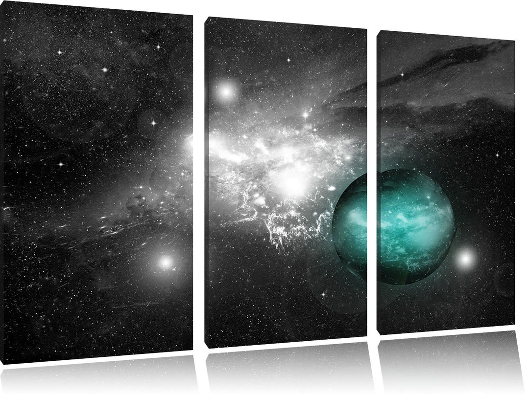 Pixxprint Sterne Galaxie / 3-Teilig/Gesamtmass 120cm Leinwandbild bespannt auf Holzrahmen/Wandbild K