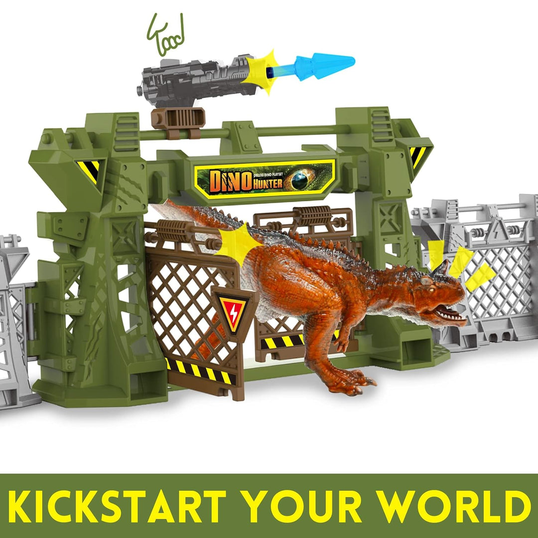 Oriate Dinosaurier Catch n Run Kampfspielset, inklusive Big Trex & Carnotaurus 12 Miniatur-Dino-Figu
