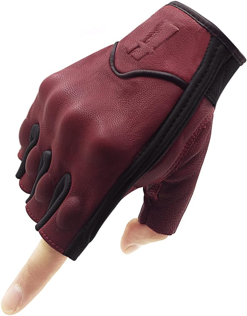 Harssidanzar Herren Vollfinger Ziegenleder Touchscreen Motorrad Fingerlose Handschuhe GM037EU XL Rot