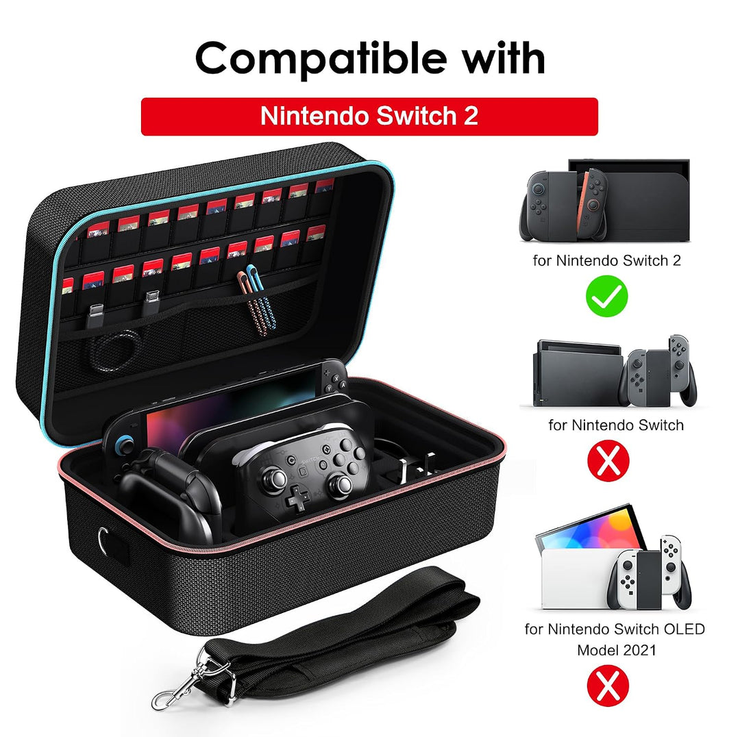 ivoler Tasche Kompatibel mit Nintendo Switch 2 Model 2025, Deluxe Harte Tragetasche Schutz Portable