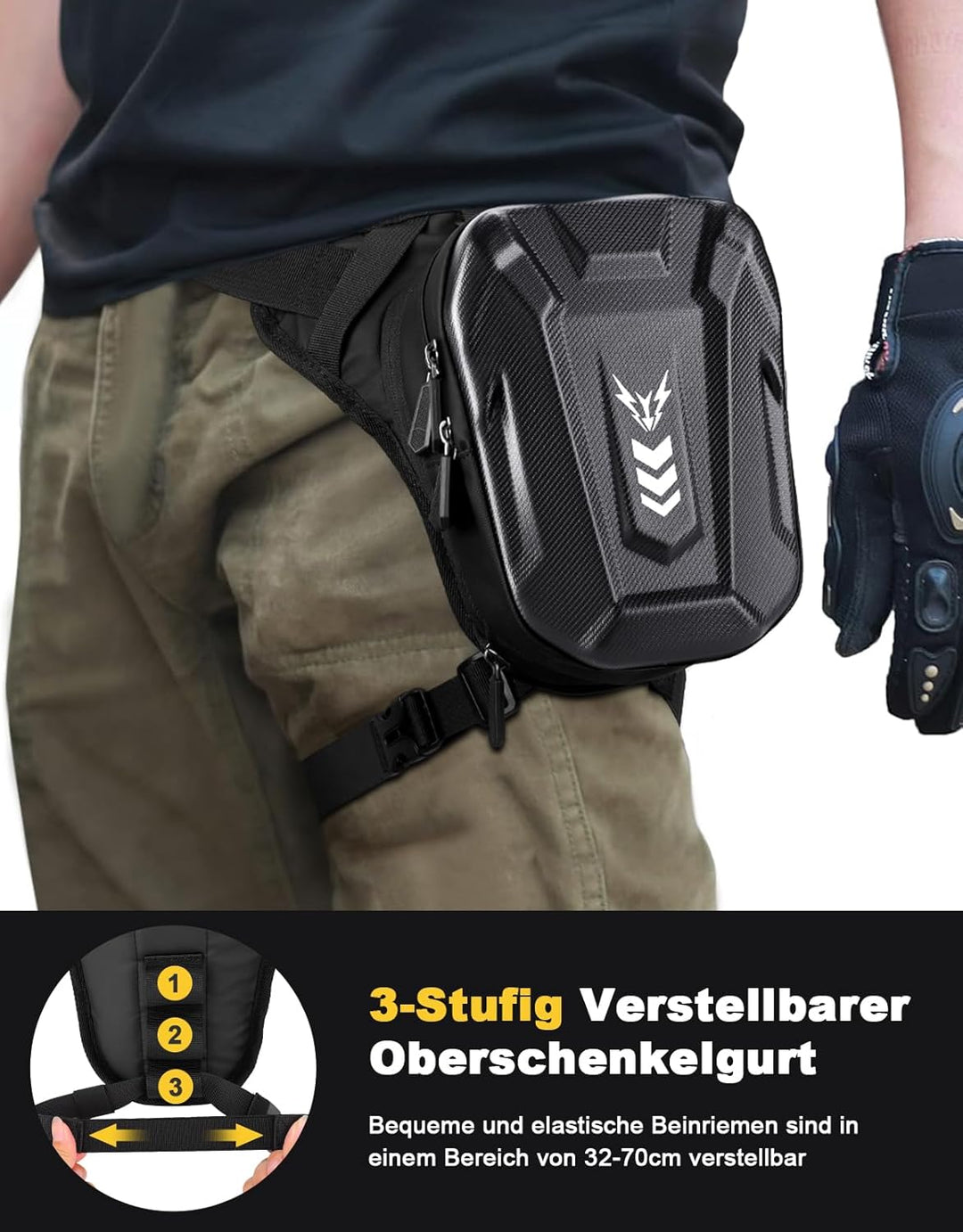 Beintasche Motorrad, Bauchtasche Gürteltasche Herren Damen, [Erweiterter Stauraum] Oberschenkeltasch