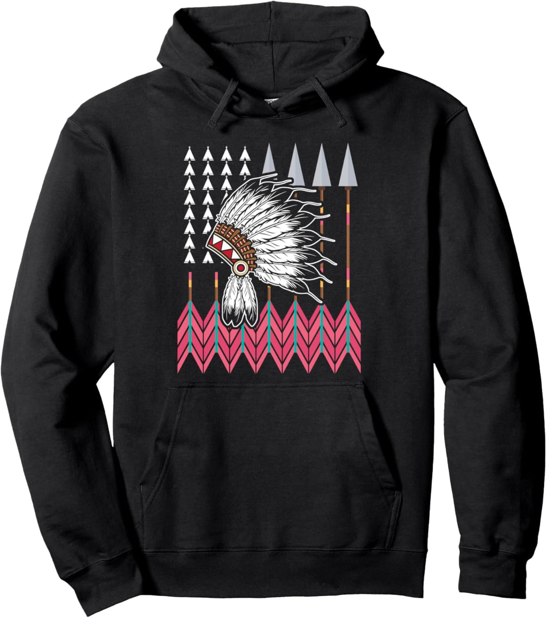 Schöne indische Indianer-Grafik mit Bogen und Pfeilen Pullover Hoodie