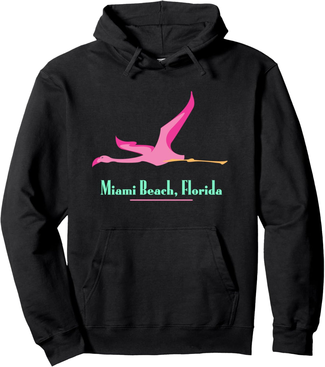 Miami Beach Flamingo Art-Deco-Design Pullover Hoodie