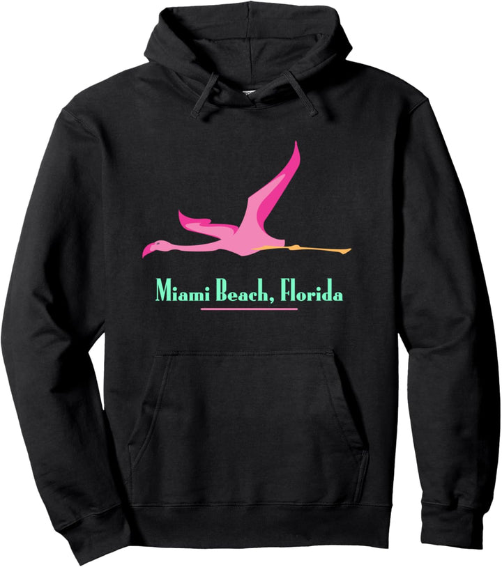 Miami Beach Flamingo Art-Deco-Design Pullover Hoodie