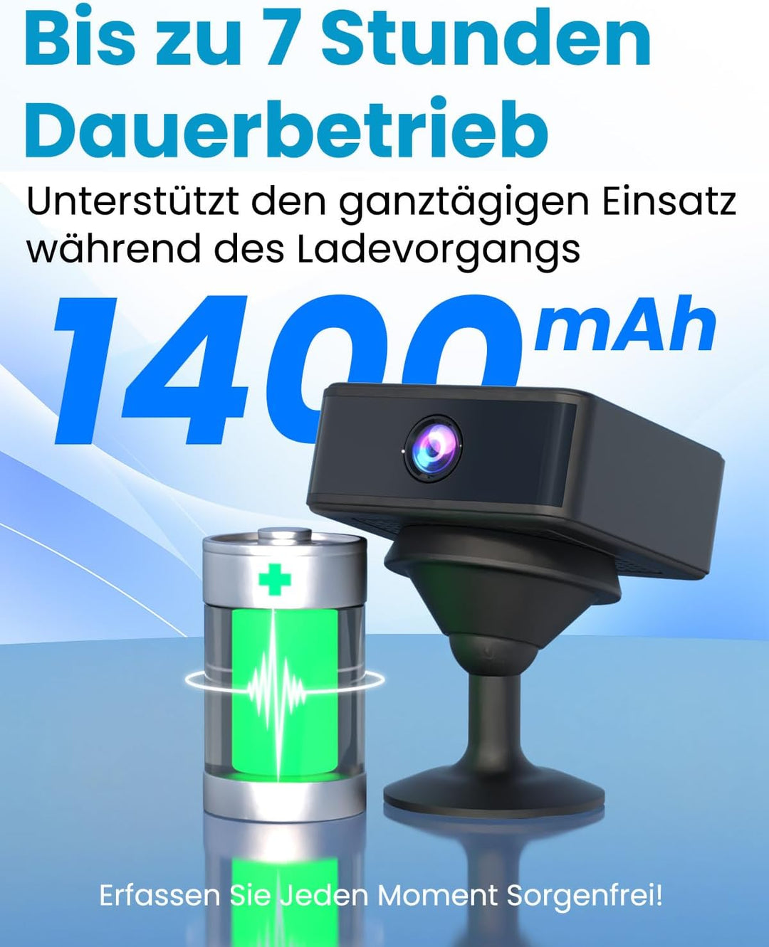 Mini Kamera, Funktioniert mit oder Ohne WLAN, 4K Kamera Überwachung Innen mit Nachtsicht, 6 Stunden