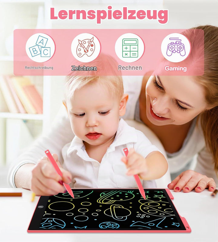 Bunte LCD Schreibtafel, 15 Zoll LCD Schreibtablett für Kinde, Maltafel Kinder Elektronisch Spielzeug