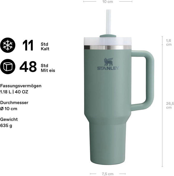 Stanley Quencher H2.0 FlowState Trinkflasche mit Strohhalm 1.2L - Thermobecher Kühlt 11 Stunden - 48