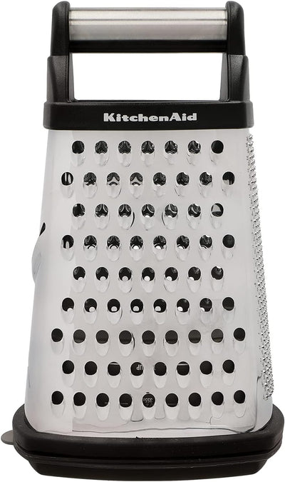 KitchenAid Vierkantreibe, 4-seitige Käsereibe aus Edelstahl mit Hobel, Reibe und Zesteur Single, Sin