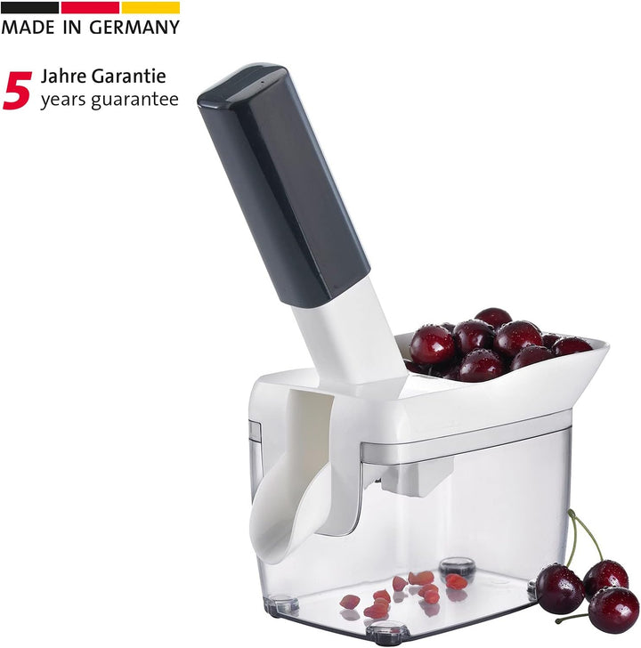 Westmark Kirschentsteiner mit Schütte, Kernkassette und Rezeptheft, Höhe: 30 cm, Rostfreier Edelstah