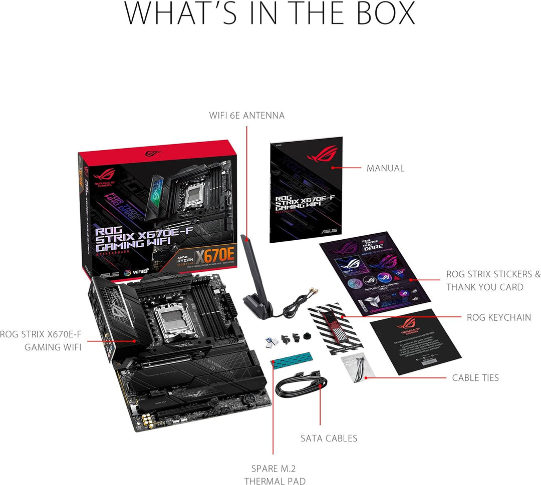 ASUS ROG STRIX X670E-F GAMING WIFI Mainboard Sockel AMD AM5 (Ryzen 7000, ATX, DDR5 Speicher, 4x M.2,