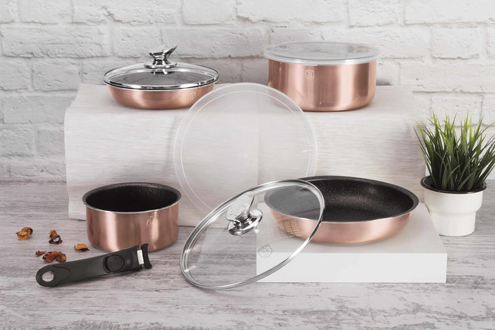 Berlinger Haus KOMPLET GARNKÃ“W 9-ele CLICK COOK BERLINGER HAUS METALLIC LINE ROSE GOLD BH-6147, Ros