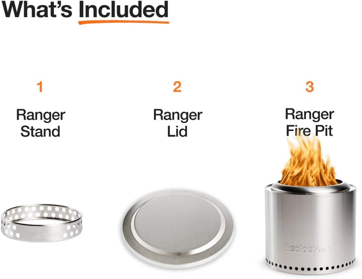 Solo Stove Feuerschale Ranger Essential Set 2.0 | Inkl. Feuerstelle, Standfuss, Deckel, Mobile Feuer
