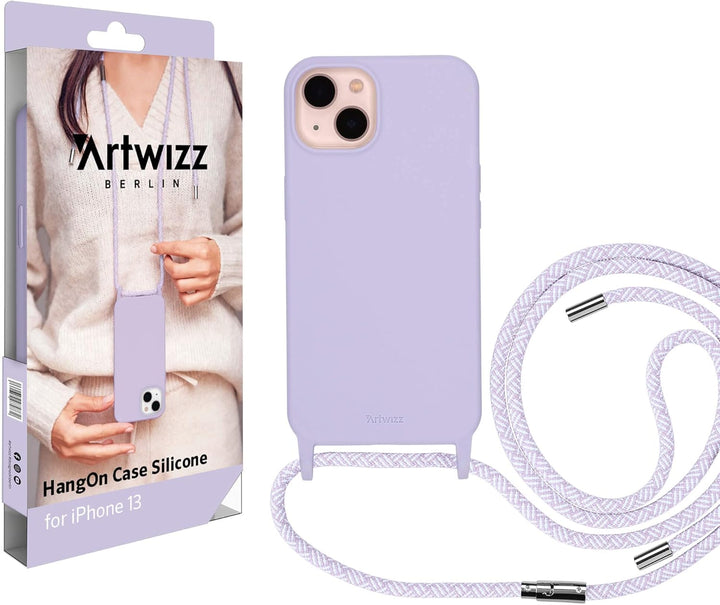 Artwizz HangOn Case kompatibel mit [iPhone 13] - Elastische Schutzhülle aus Silikon als Handykette z