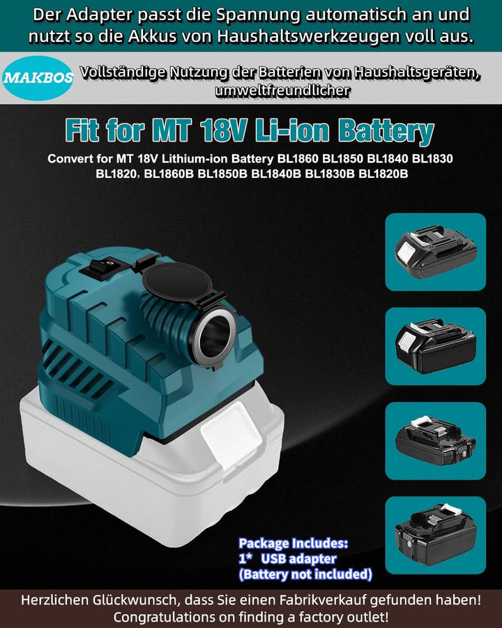 Step Down Konverter für Makita 18V auf12V Abwärtswandler Power Wheel Batterie Adapter,USB Type-C Lad