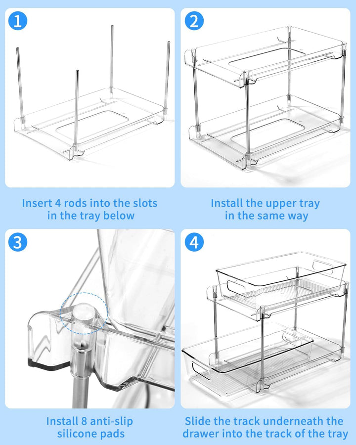 Spülschrank Organizer, Multifunktionale Unter Waschbecken Regal 2 Stück, Transparent Organizer Mit S