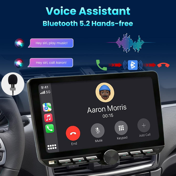 Autoradio 1Din mit drehbar Bildschirm(10.1"), Kompatibel mit [Wireless] Apple CarPlay/Android Auto B